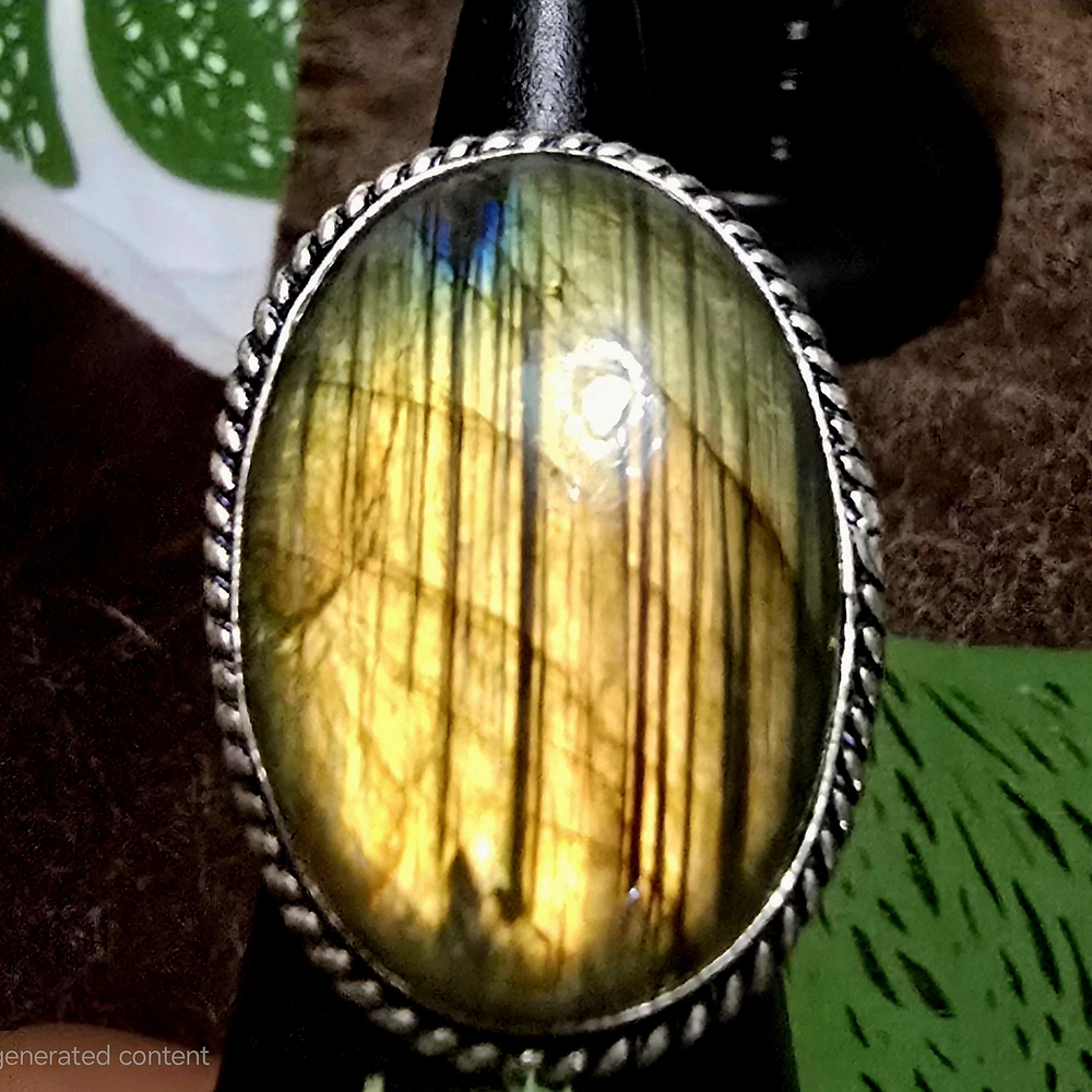 925 Silver Labradorite Ring Size 7.5